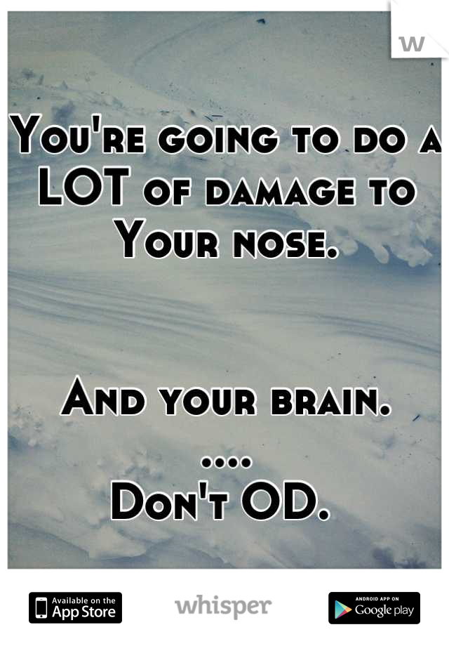 You're going to do a LOT of damage to
Your nose. 


And your brain. 
....
Don't OD. 