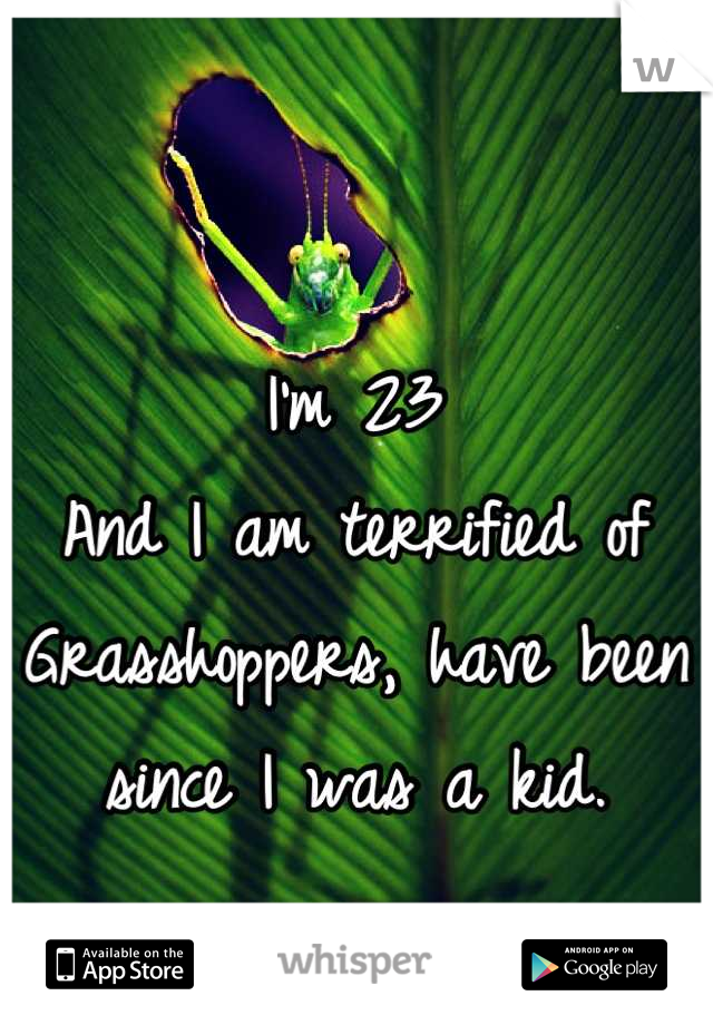 I'm 23
And I am terrified of
Grasshoppers, have been since I was a kid.