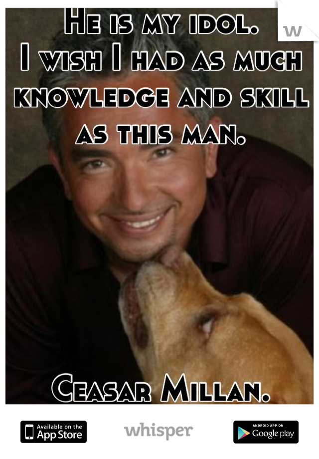 He is my idol. 
I wish I had as much knowledge and skill as this man.






Ceasar Millan.
(The Dog Whisperer)