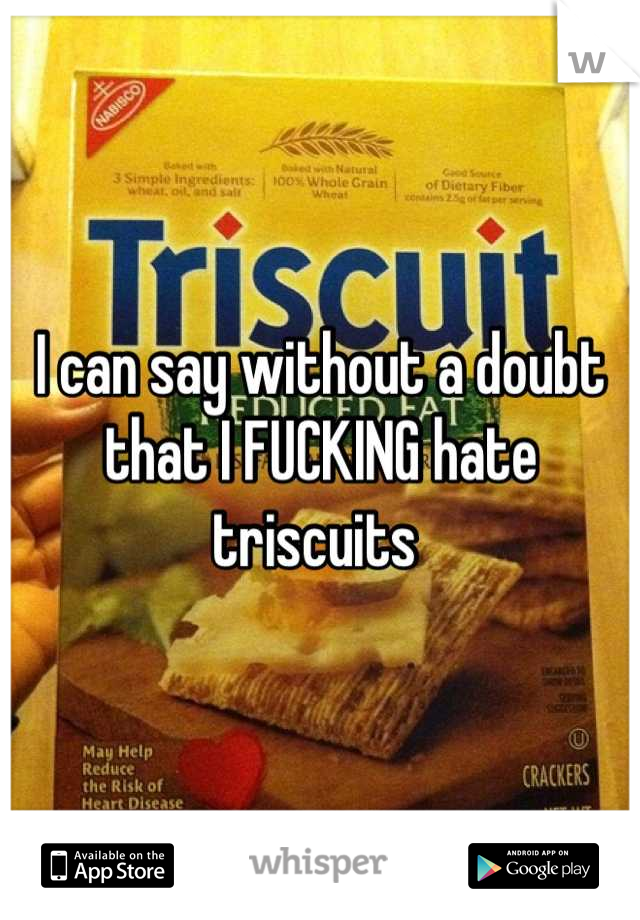I can say without a doubt that I FUCKING hate triscuits 