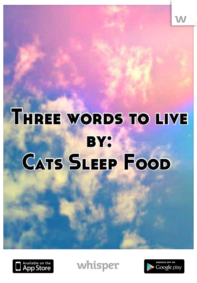 Three words to live by:
Cats Sleep Food 