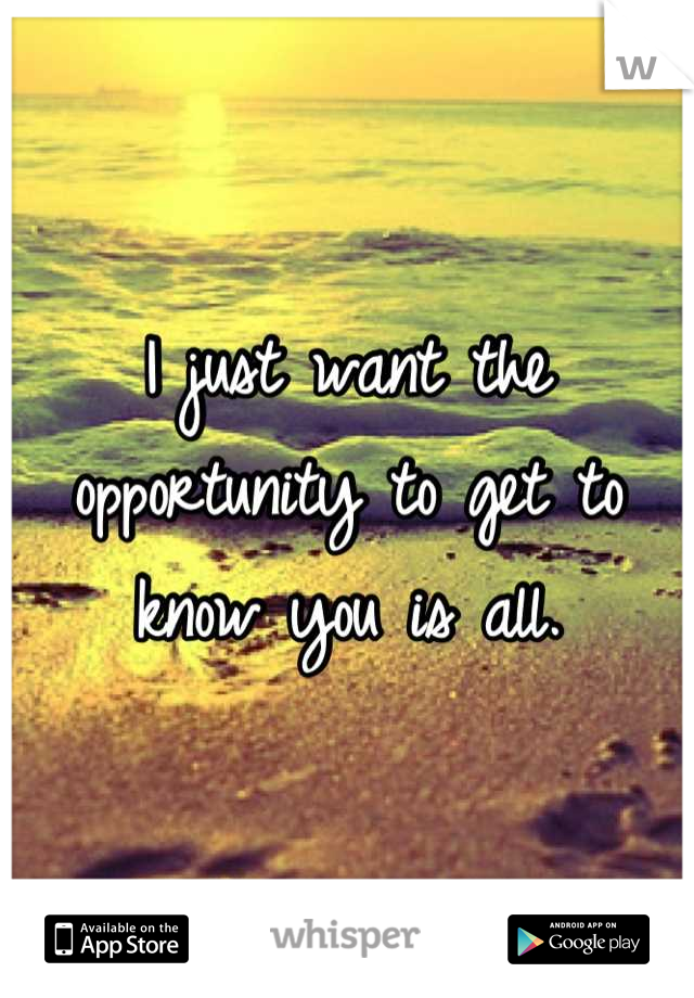 I just want the opportunity to get to know you is all.