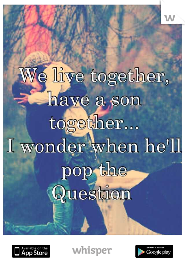 We live together, 
have a son together...
I wonder when he'll pop the 
Question 