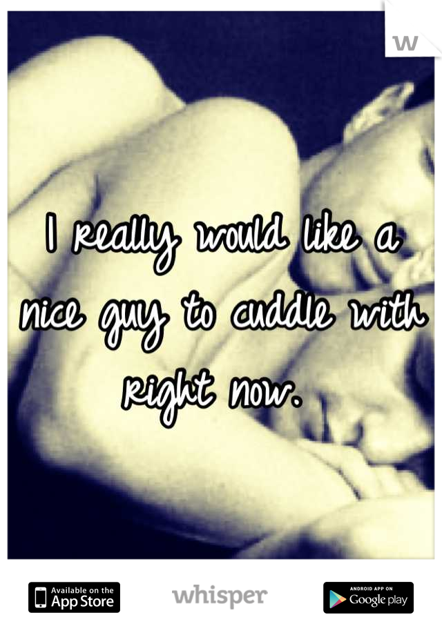 I really would like a nice guy to cuddle with right now. 