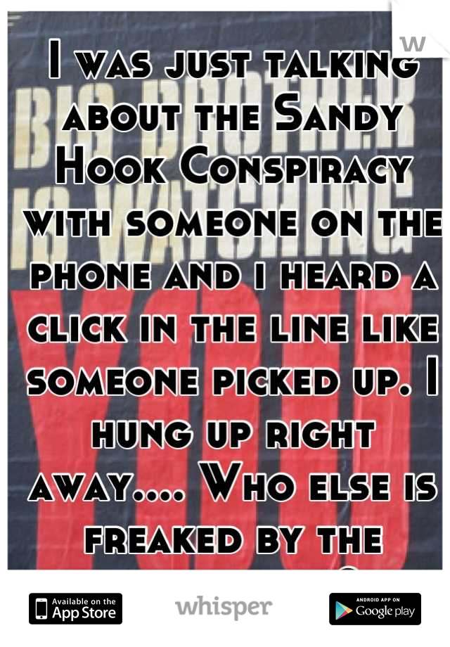 I was just talking about the Sandy Hook Conspiracy with someone on the phone and i heard a click in the line like someone picked up. I hung up right away.... Who else is freaked by the government? 