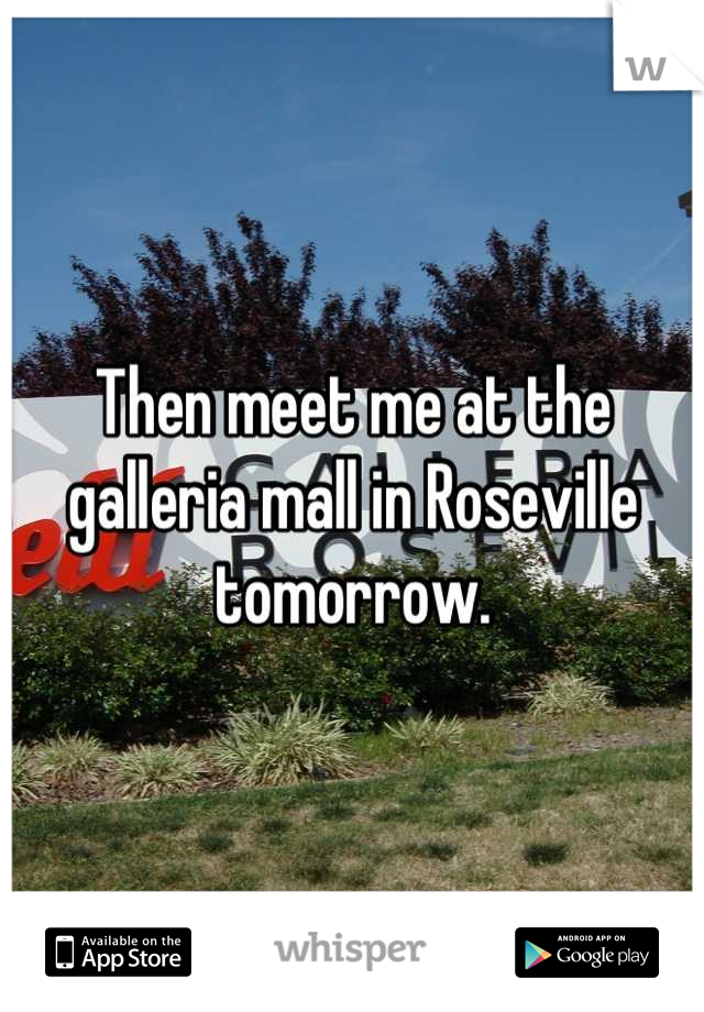 Then meet me at the galleria mall in Roseville tomorrow.