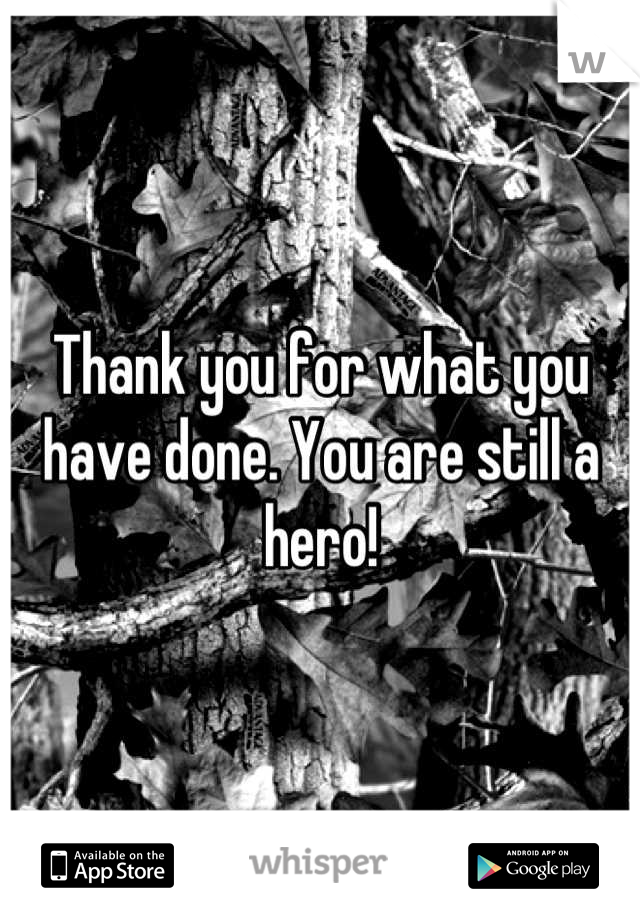 Thank you for what you have done. You are still a hero!