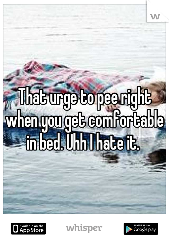 That urge to pee right when you get comfortable in bed. Uhh I hate it. 