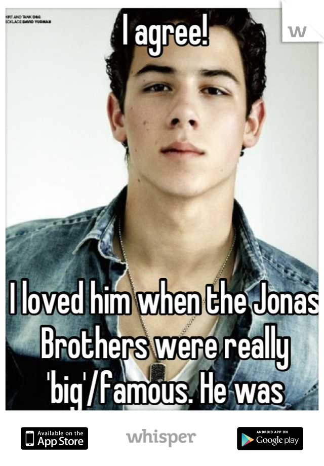I agree!





I loved him when the Jonas Brothers were really 'big'/famous. He was always my favorite :)