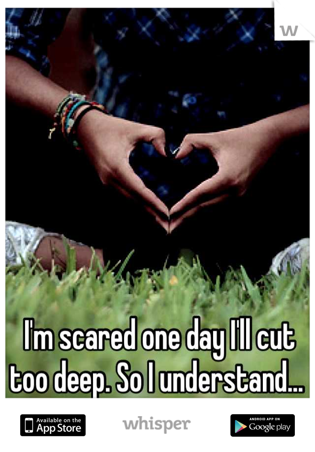 I'm scared one day I'll cut too deep. So I understand... 