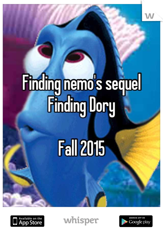 Finding nemo's sequel
Finding Dory

Fall 2015