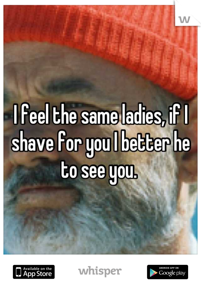 I feel the same ladies, if I shave for you I better he to see you. 