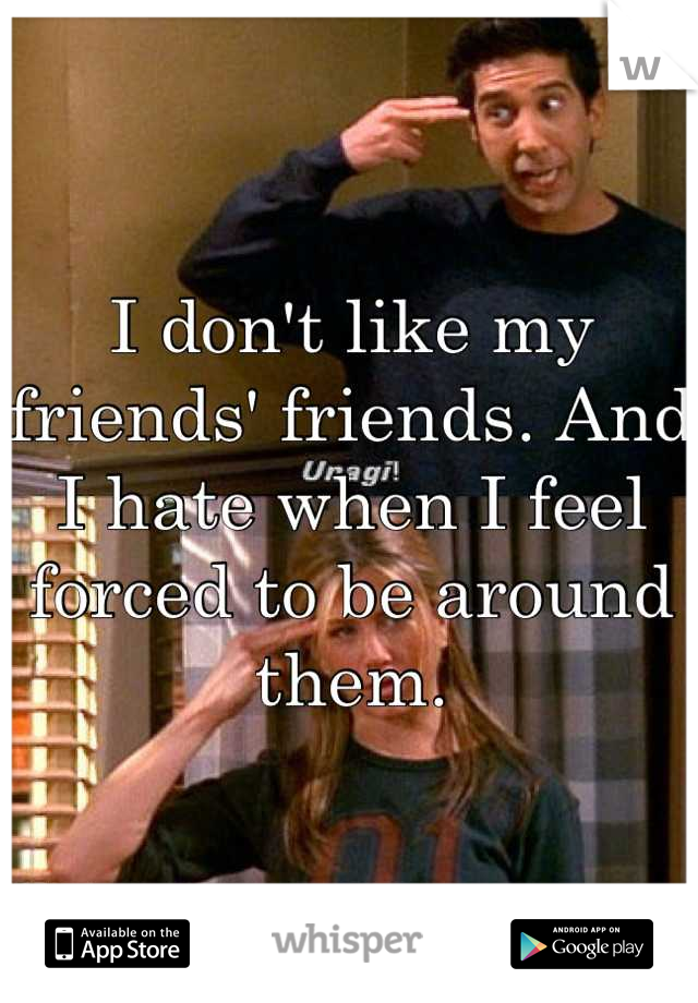 I don't like my friends' friends. And I hate when I feel forced to be around them.