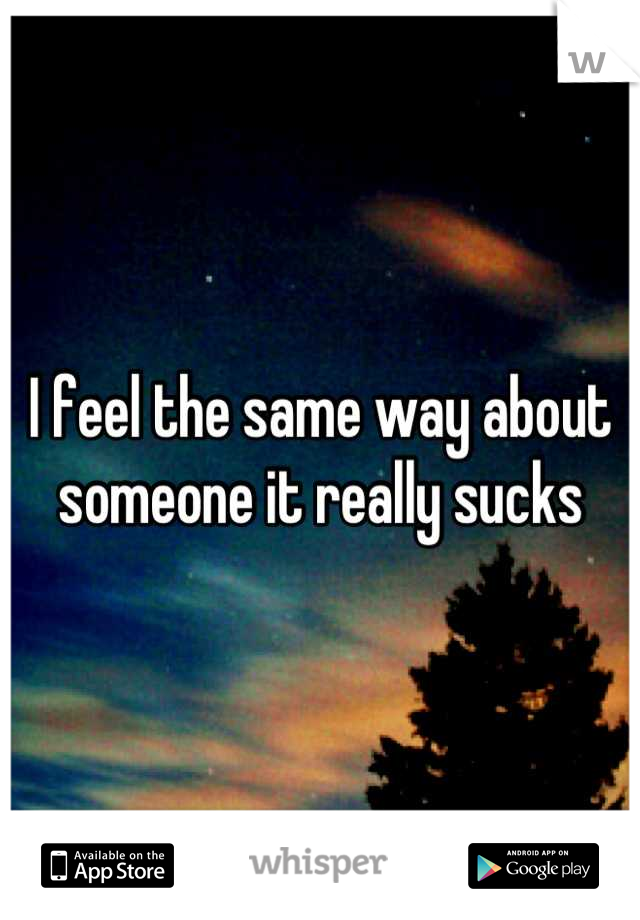 I feel the same way about someone it really sucks