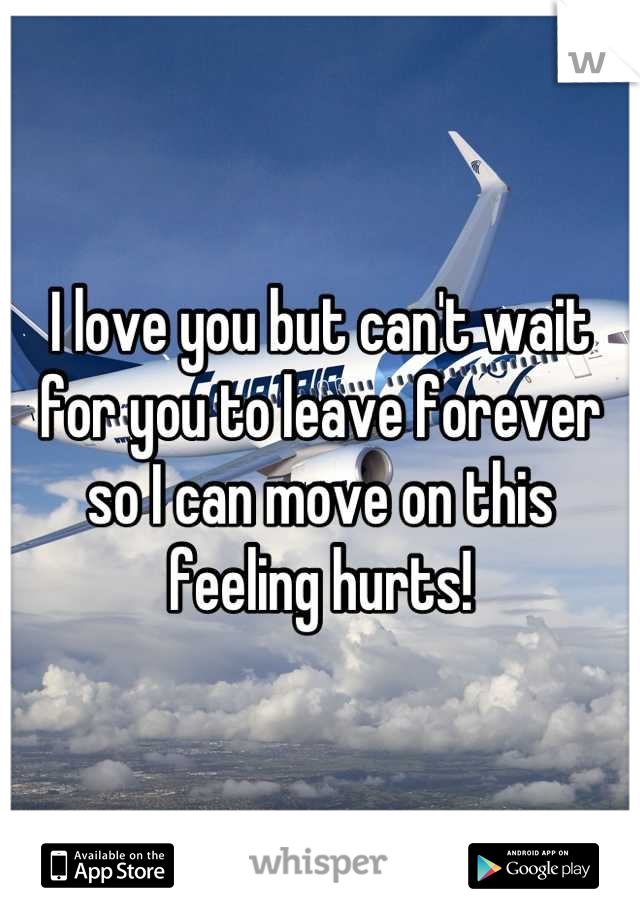 I love you but can't wait for you to leave forever so I can move on this feeling hurts!