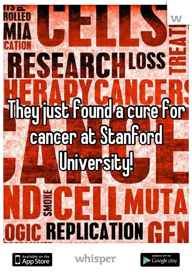 They just found a cure for cancer at Stanford University!
