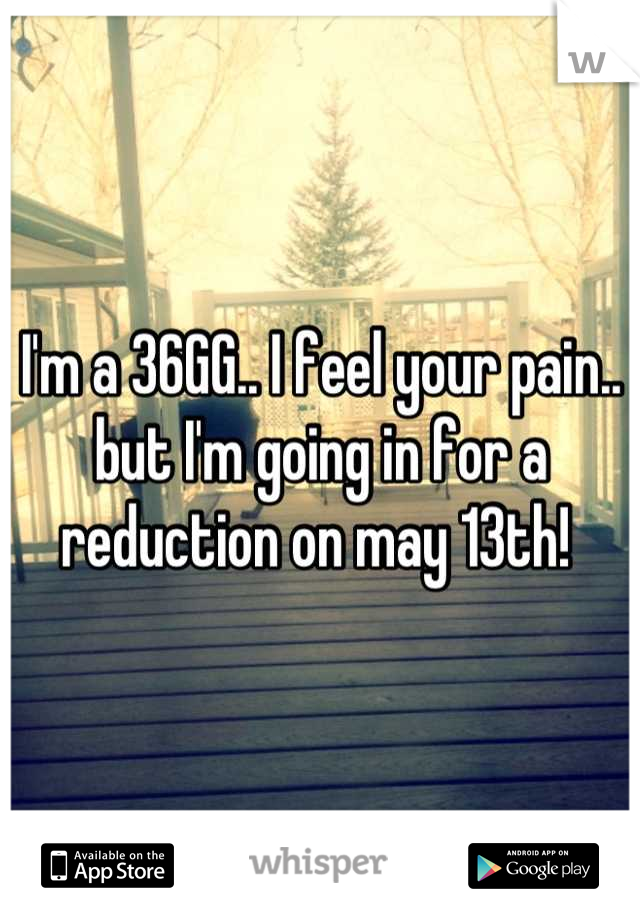 I'm a 36GG.. I feel your pain..
but I'm going in for a reduction on may 13th! 