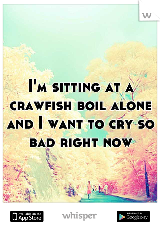 I'm sitting at a crawfish boil alone and I want to cry so bad right now