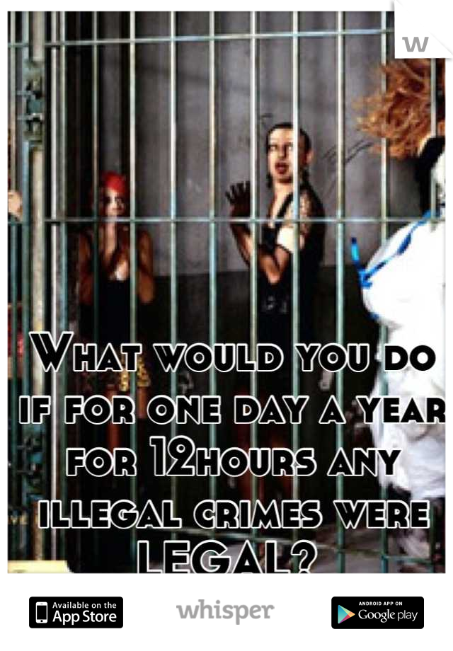 What would you do if for one day a year for 12hours any illegal crimes were LEGAL? 