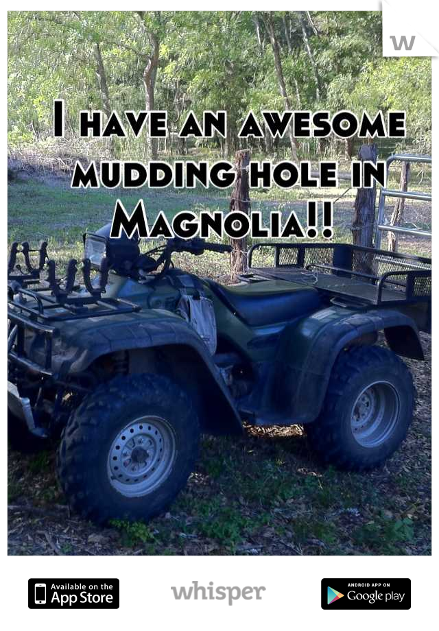 I have an awesome mudding hole in Magnolia!! 
