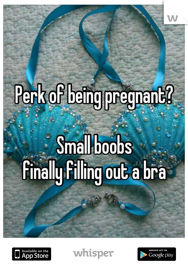 Perk of being pregnant?

Small boobs 
finally filling out a bra