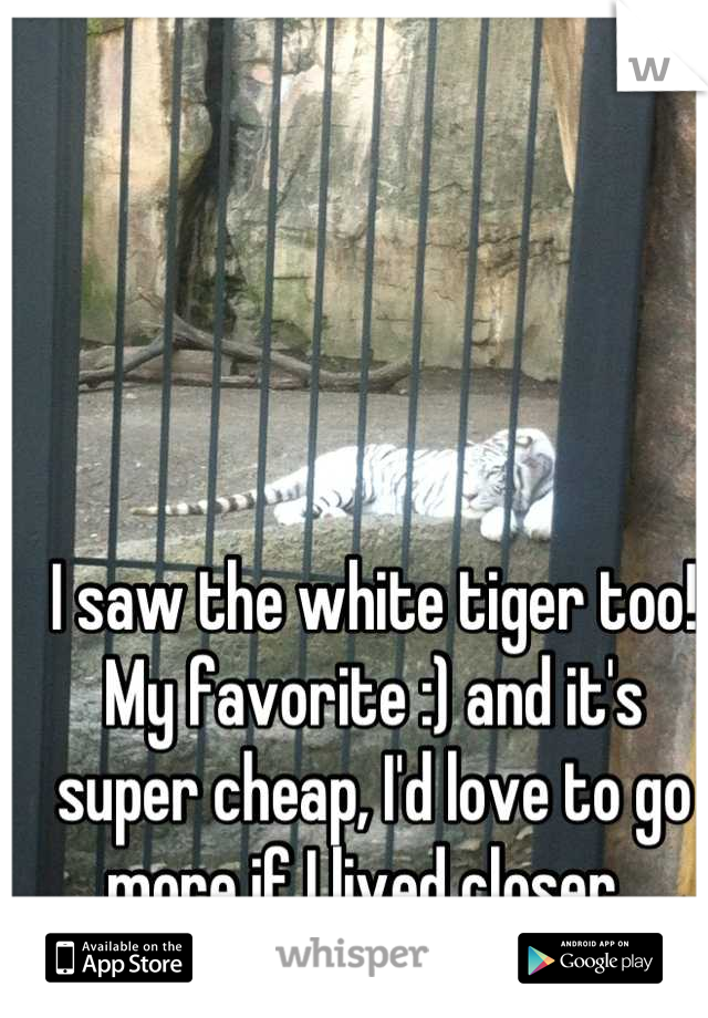 I saw the white tiger too! My favorite :) and it's super cheap, I'd love to go more if I lived closer. 