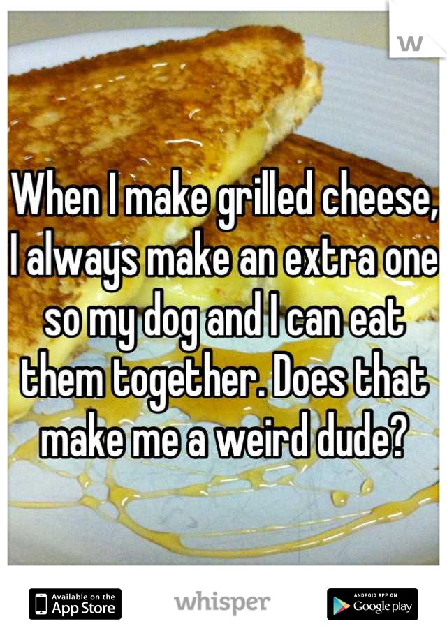 When I make grilled cheese, I always make an extra one so my dog and I can eat them together. Does that make me a weird dude?