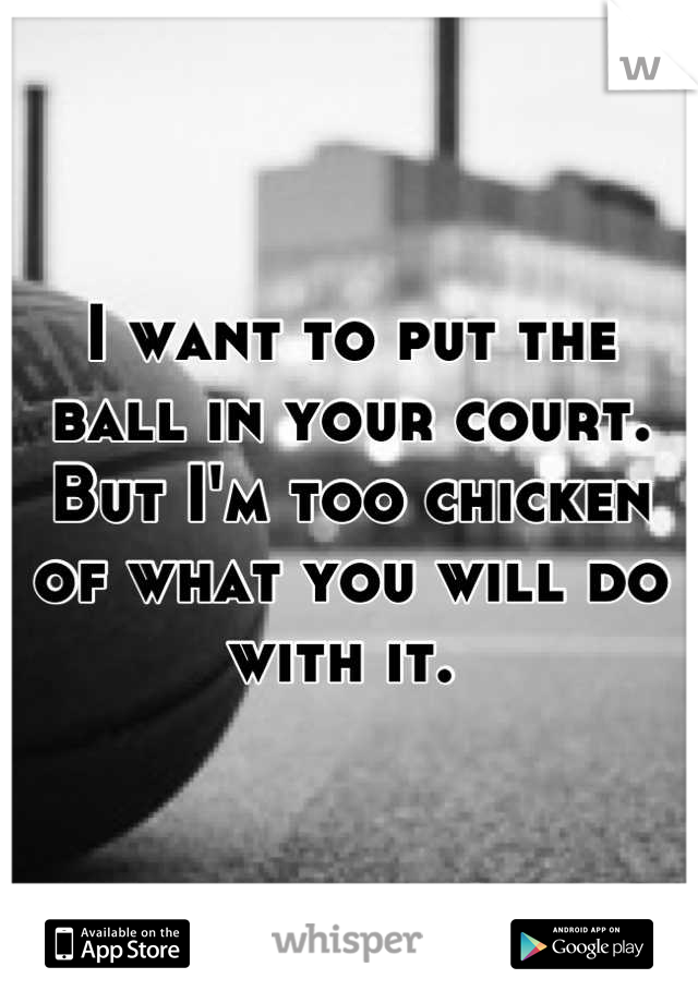 I want to put the ball in your court. But I'm too chicken of what you will do with it. 