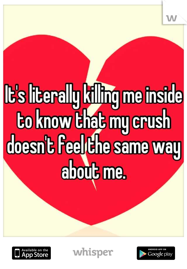 It's literally killing me inside to know that my crush doesn't feel the same way about me.