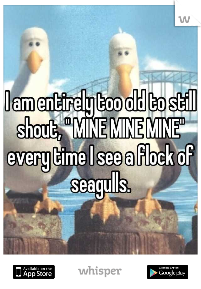 I am entirely too old to still shout, " MINE MINE MINE" every time I see a flock of seagulls.