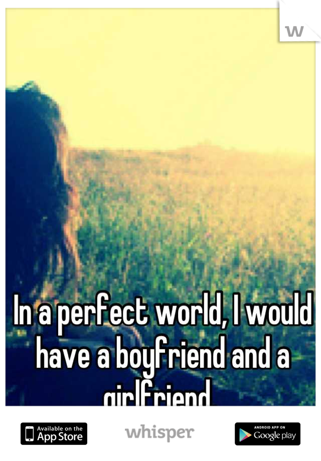 In a perfect world, I would have a boyfriend and a girlfriend. 