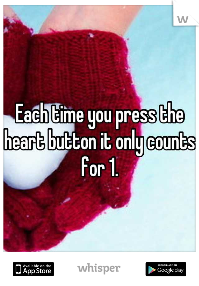 Each time you press the heart button it only counts for 1.