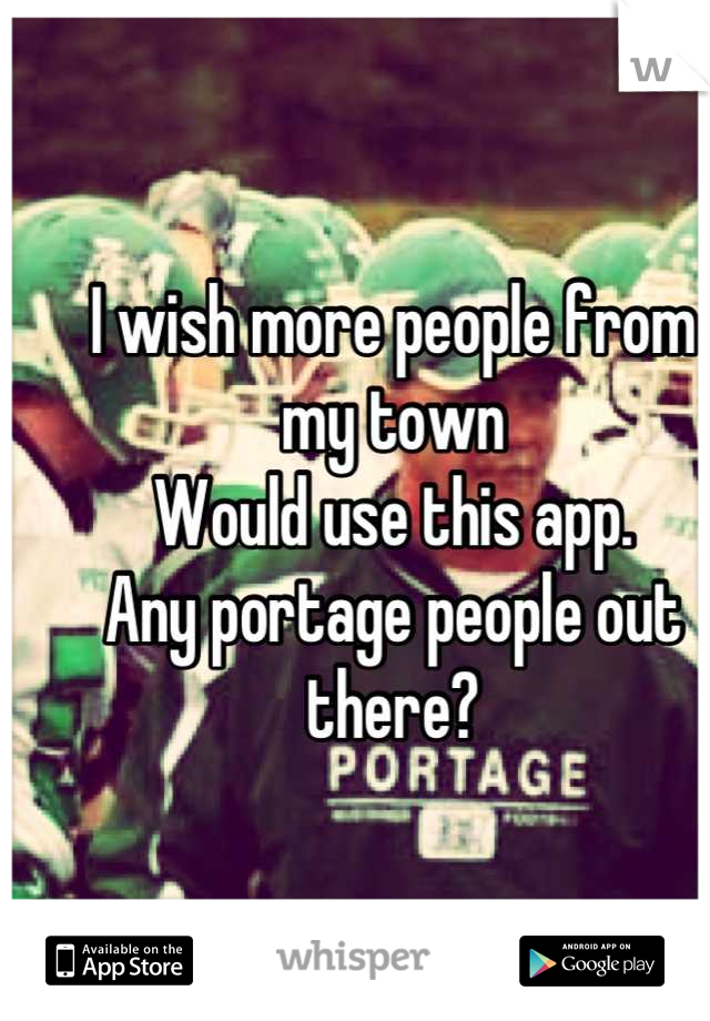 I wish more people from my town 
Would use this app.
Any portage people out there?