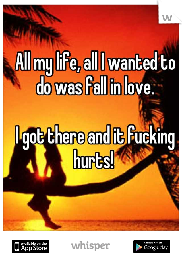 All my life, all I wanted to do was fall in love. 

I got there and it fucking hurts! 