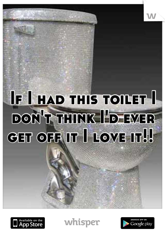 If I had this toilet I don't think I'd ever get off it I love it!! 