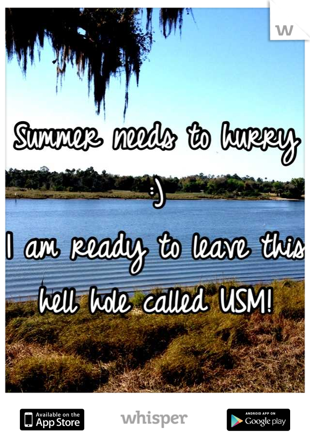 Summer needs to hurry :)
I am ready to leave this hell hole called USM!