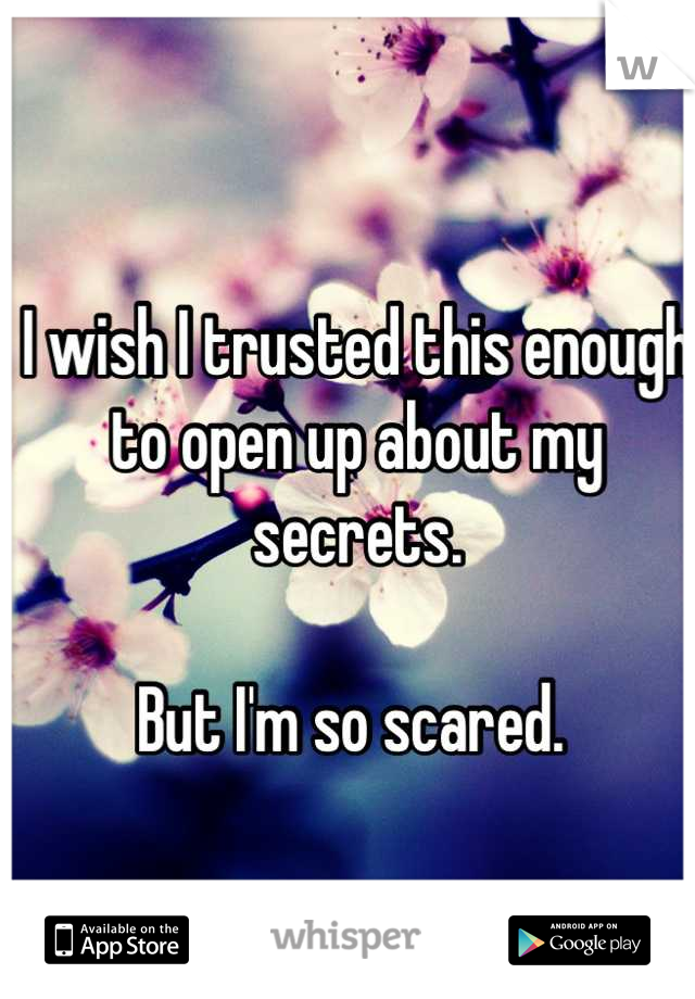 I wish I trusted this enough to open up about my secrets. 

But I'm so scared. 