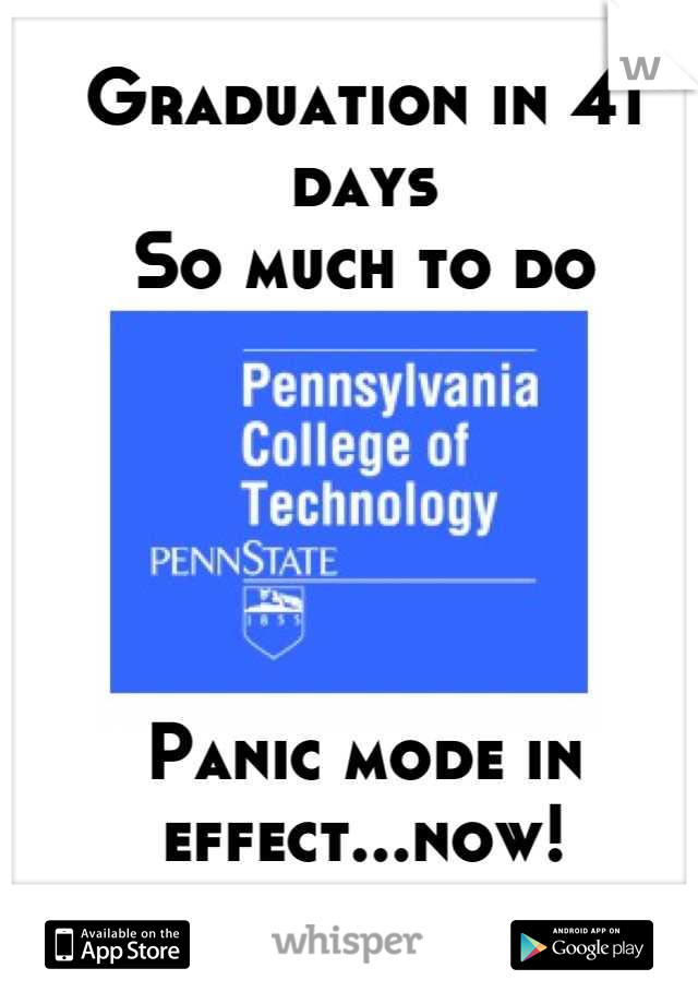 Graduation in 41 days
So much to do 





Panic mode in effect...now!