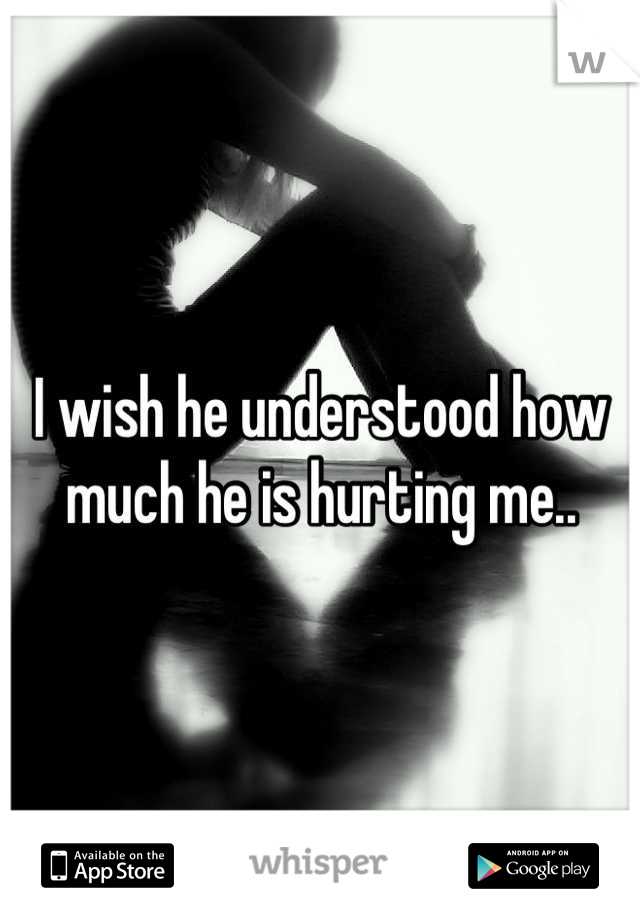 I wish he understood how much he is hurting me..