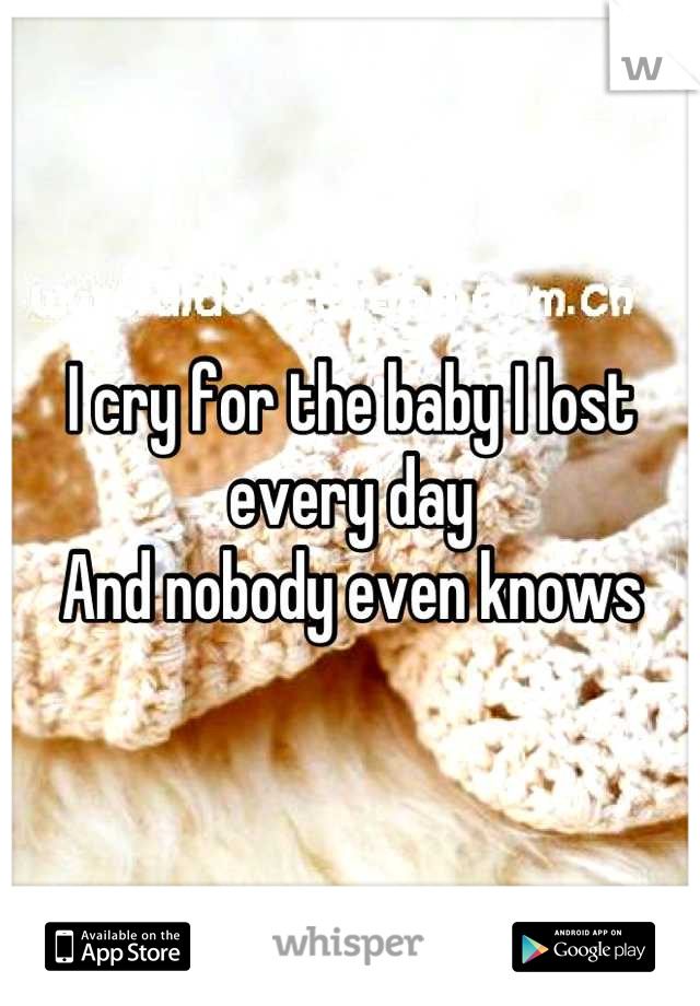 I cry for the baby I lost every day 
And nobody even knows