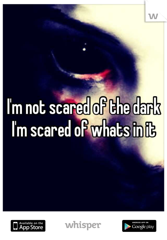 I'm not scared of the dark 
I'm scared of whats in it