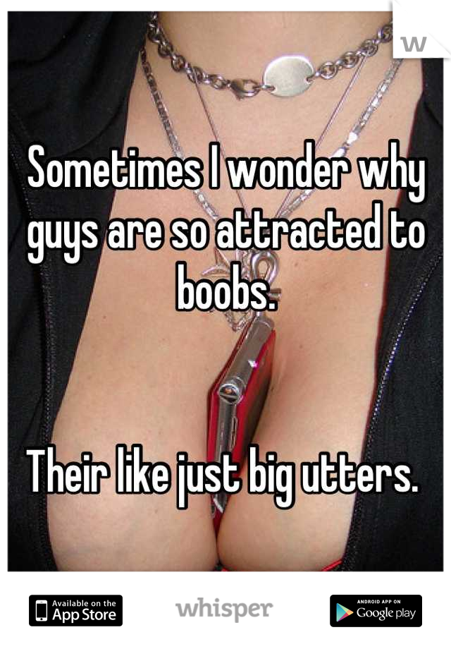 Sometimes I wonder why guys are so attracted to boobs.


Their like just big utters. 