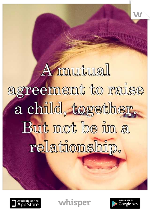 A mutual agreement to raise a child, together. But not be in a relationship.