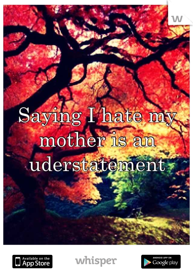 Saying I hate my mother is an uderstatement