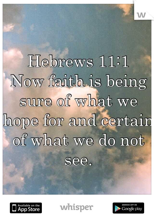 Hebrews 11:1 
Now faith is being sure of what we hope for and certain of what we do not see.
