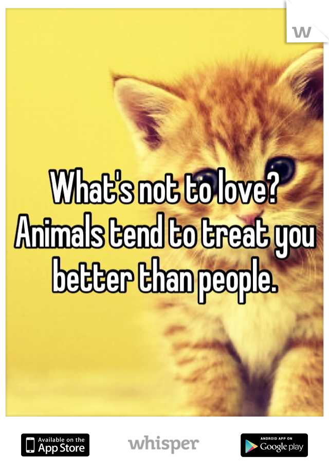 What's not to love? Animals tend to treat you better than people.