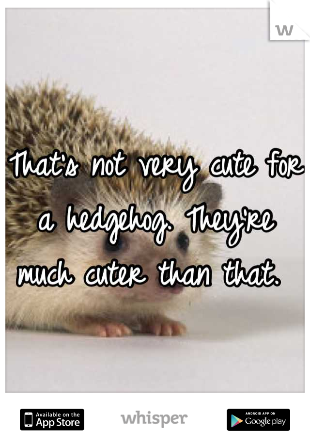 That's not very cute for a hedgehog. They're much cuter than that. 