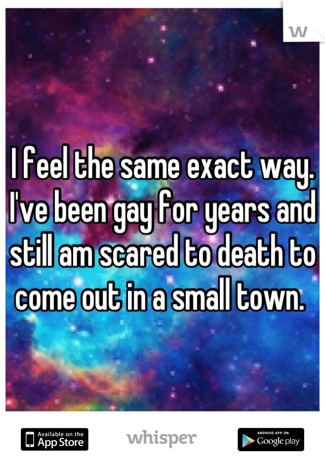 I feel the same exact way. I've been gay for years and still am scared to death to come out in a small town. 