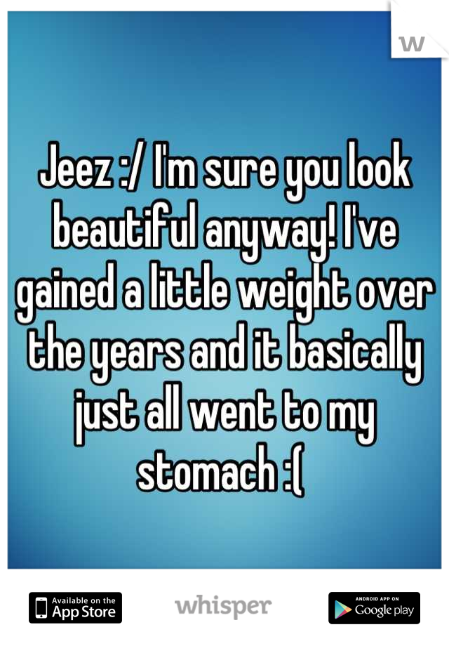 Jeez :/ I'm sure you look beautiful anyway! I've gained a little weight over the years and it basically just all went to my stomach :( 