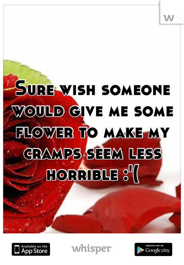 Sure wish someone would give me some flower to make my cramps seem less horrible :'(